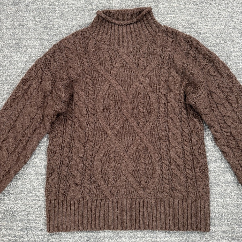 LL Bean Sweater Women Small 1912 Heritage Wool Alpaca Blend Mockneck Cable Knit